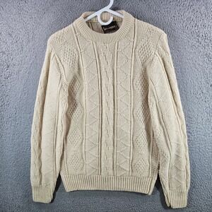 Vintage Lahmar Womens Cream Cable Knit Sweater Size Small Made in USA Ivory